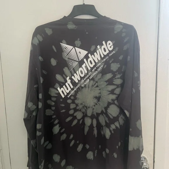 HUF Black and Gray Tie-Dye Long Sleeve - Picture 2 of 5